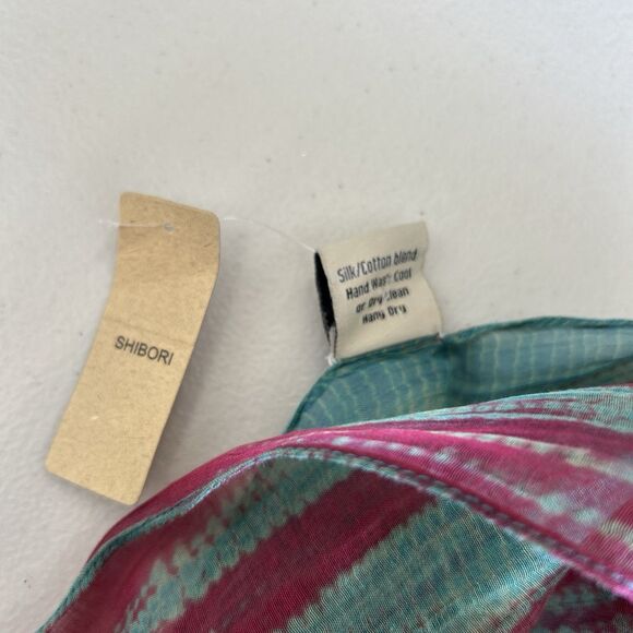 Neeru Kumar For Pavo SF Shibori Handmade Silk Scarf Beautiful NWT Blue Pink - Picture 2 of 9